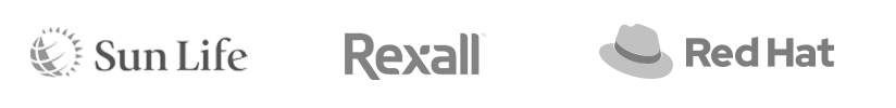 sun life, rexall, red hat logos